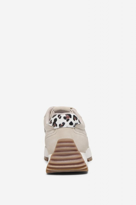 Sneakers beige bandes léopard femme Only