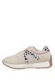 Sneakers beige bandes léopard