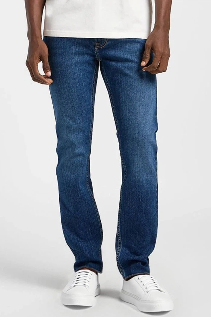 Jeans Homme Easy Droit Délavé Bleu Foncé - Taille 34, Longueur 30, En Très Bon état