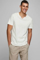 T-shirt Ben blanc col deux boutons