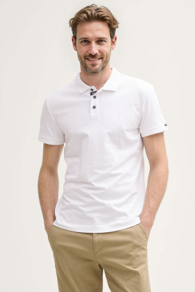 Polo basique blanc en jersey homme