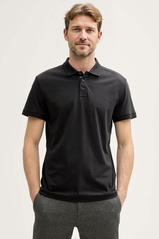 Polo basique noir en jersey homme