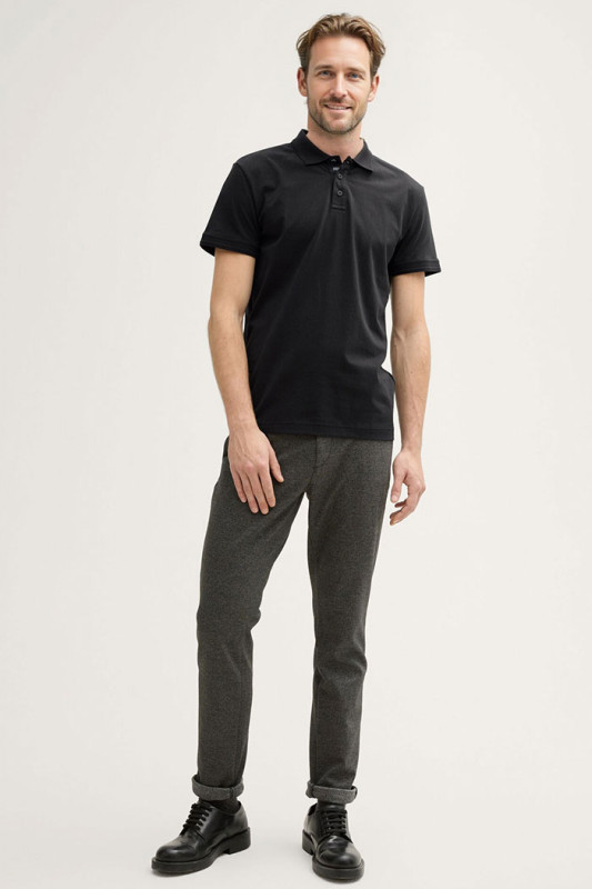 Polo basique noir en jersey Tom Tailor