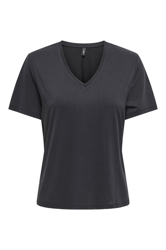 T-shirt Hannah col V noir Only