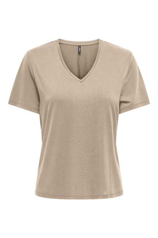 T-shirt Hannah col V beige Only
