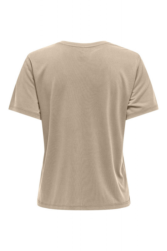 T-shirt Hannah col V beige femme Only