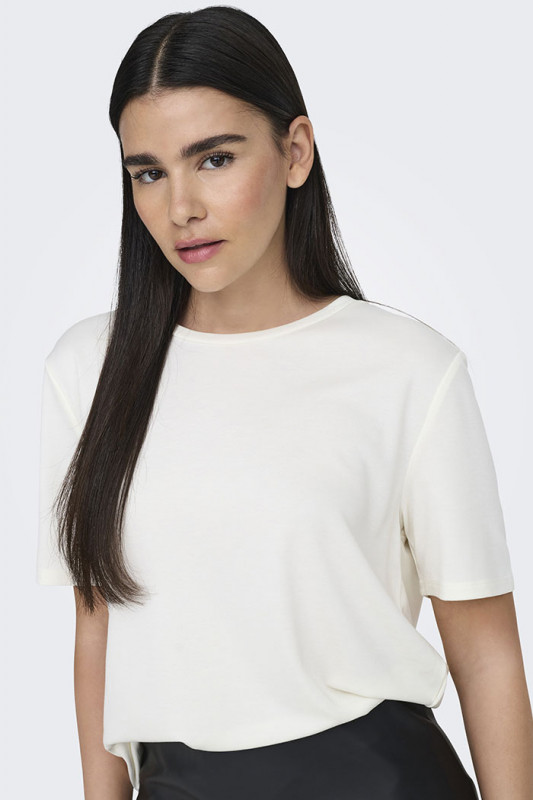 T-shirt Hazel modal blanc col rond femme