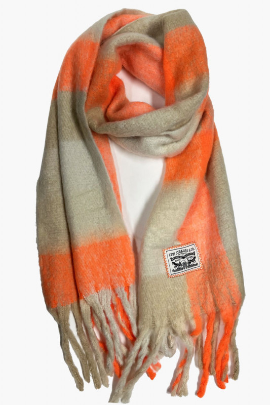 Echarpe à carreaux Pop Of orange et beige
