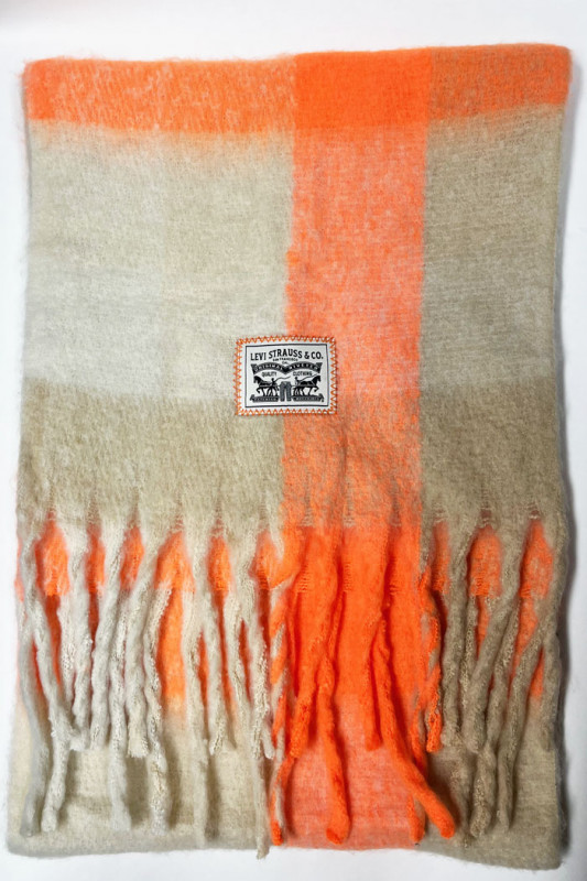 Echarpe à carreaux Pop Of orange et beige femme