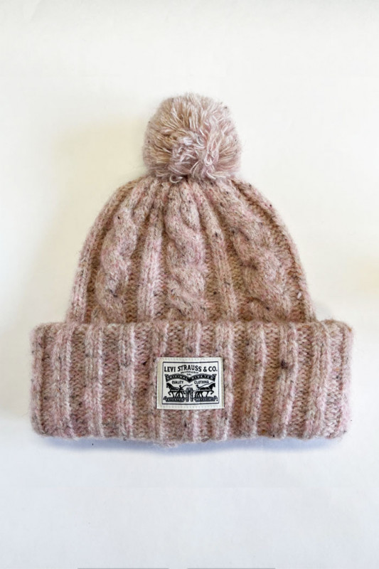 Bonnet pompon Backpatch rose