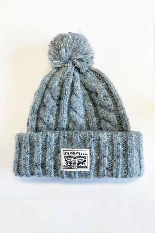 Bonnet pompon Backpatch gris-bleu femme Levi's