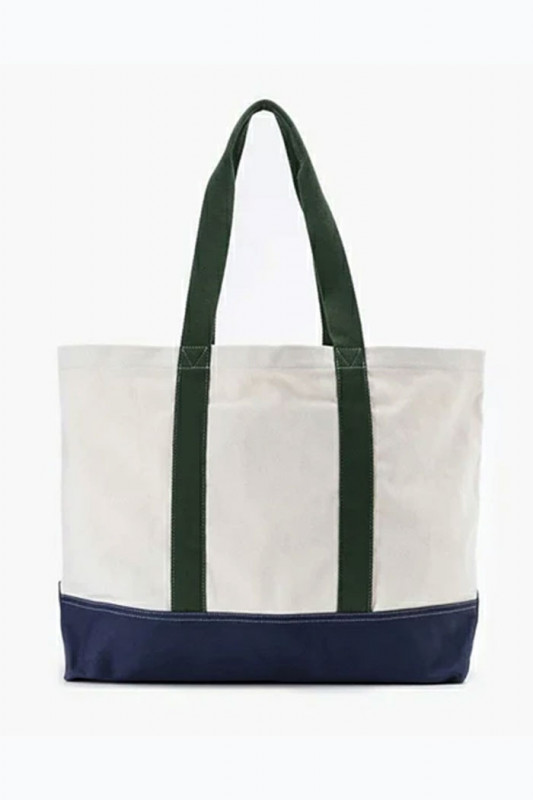 Tote bag Two Horse beige et vert sapin
