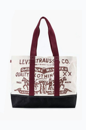 Tote bag Two Horse beige et bordeaux