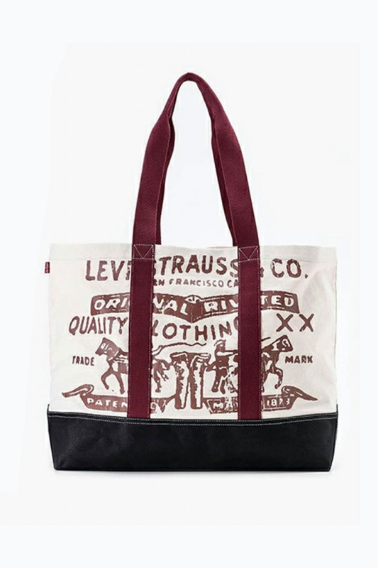 Tote bag Two Horse beige et bordeaux