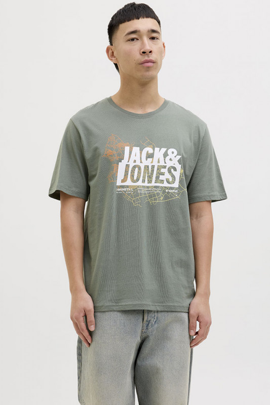 T-shirt logo Map vert agave homme