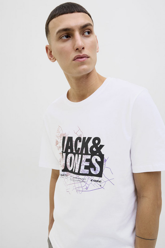 T-shirt logo Map blanc Jack & Jones