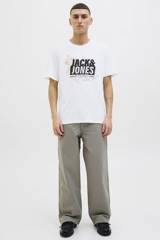 T-shirt logo Map blanc 100% coton