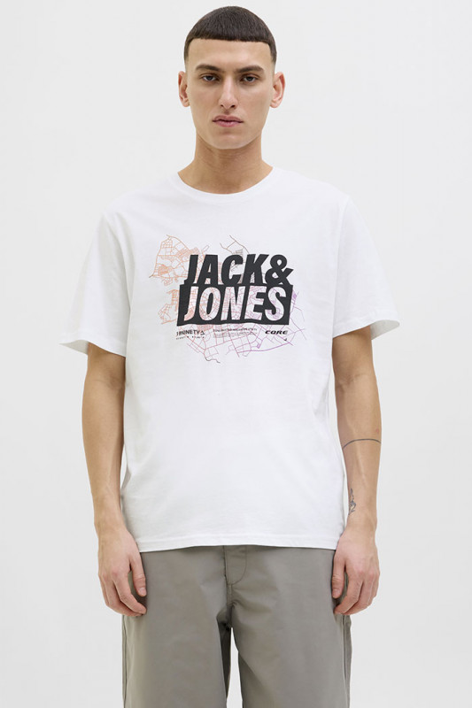 T-shirt logo Map blanc homme