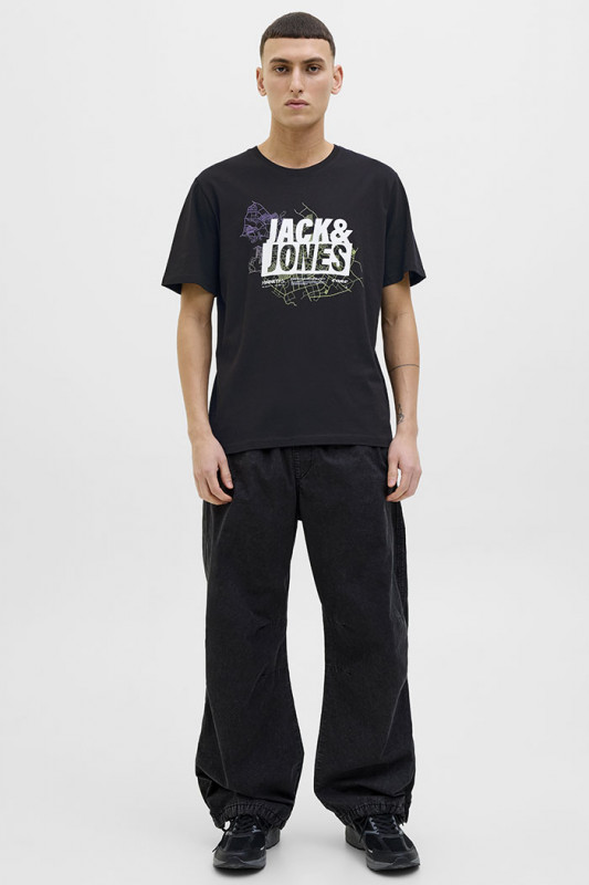 T-shirt logo Map noir homme jack & jones