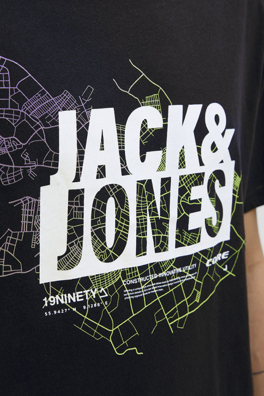 T-shirt logo Map noir 100% coton