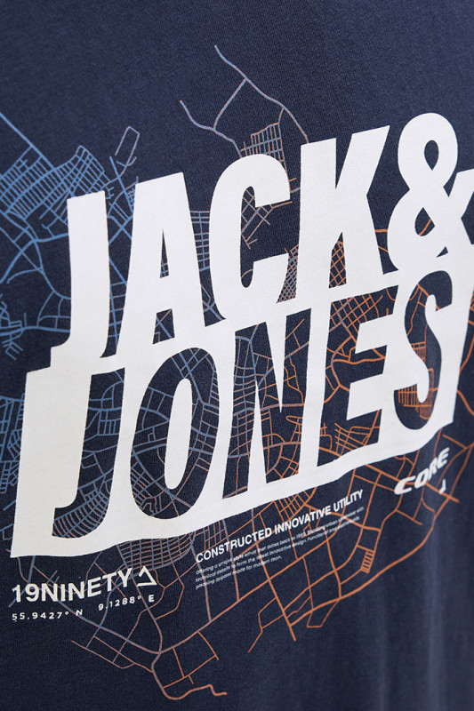 T-shirt logo Map bleu marine Jak & JOnes