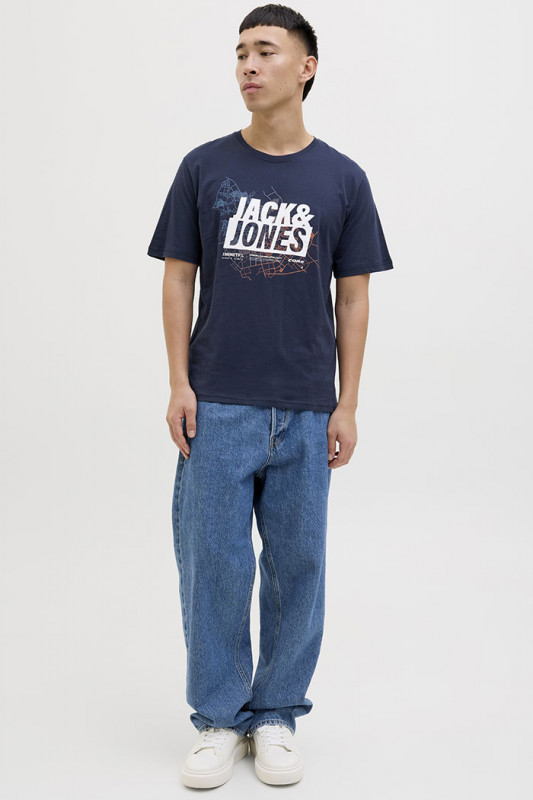 T-shirt logo Map bleu marine J&J