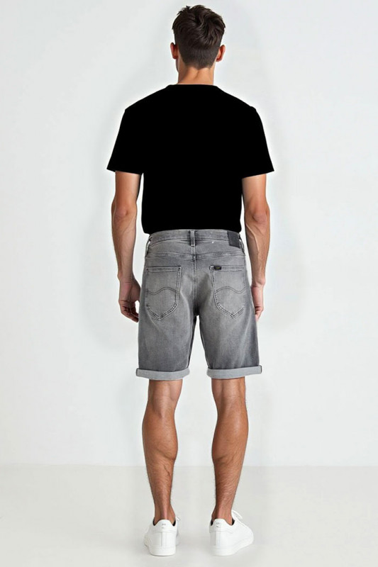 Short en jeans gris délavé