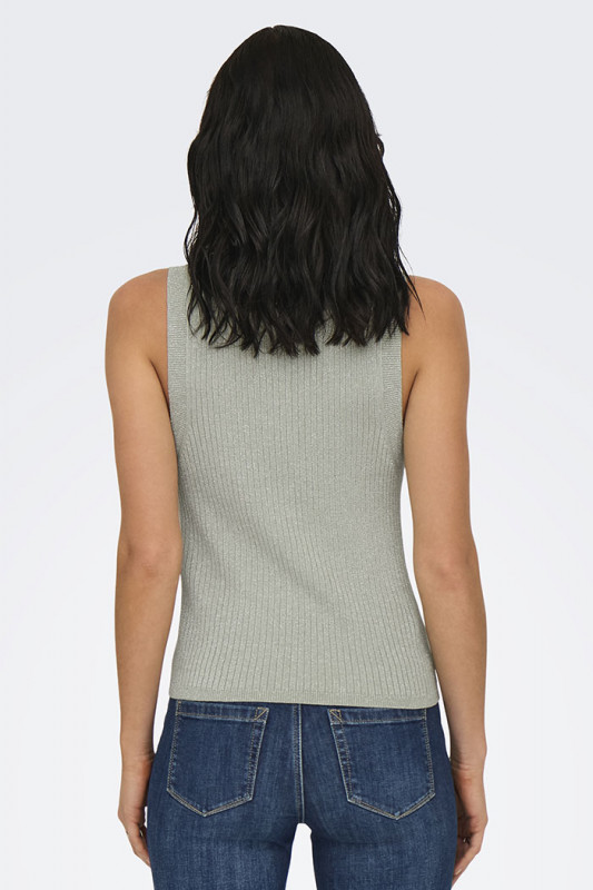 Top gris clair en maille pailletée