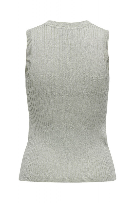 Top gris clair en maille pailletée sans manches JDY