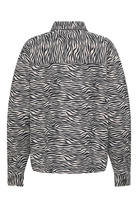 Chemise denim imprimé zèbre en coton 