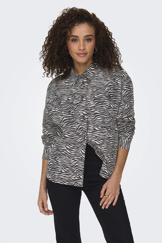 Chemise denim imprimé zèbre femme