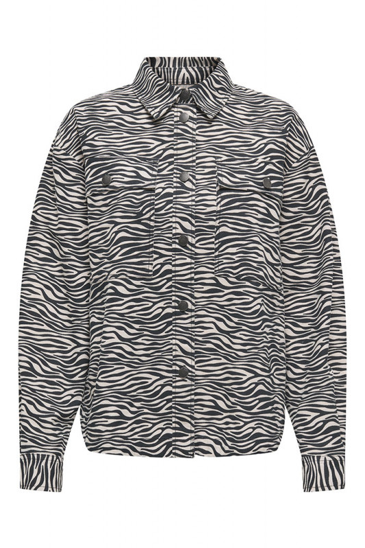 Chemise denim imprimé zèbre 100% coton 