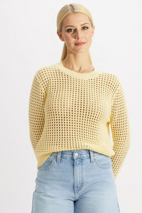 Pull jaune crocheté superbloom femme
