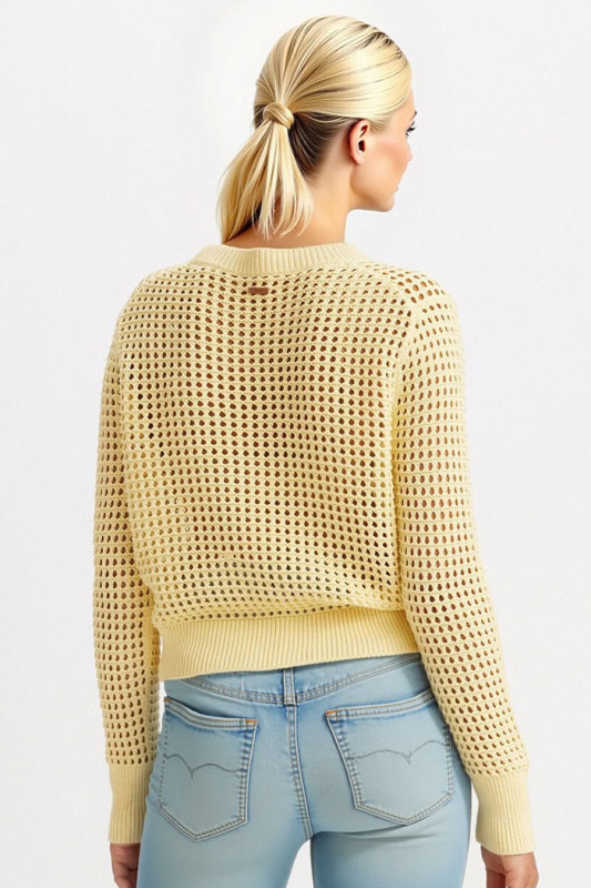 Pull jaune crocheté superbloom