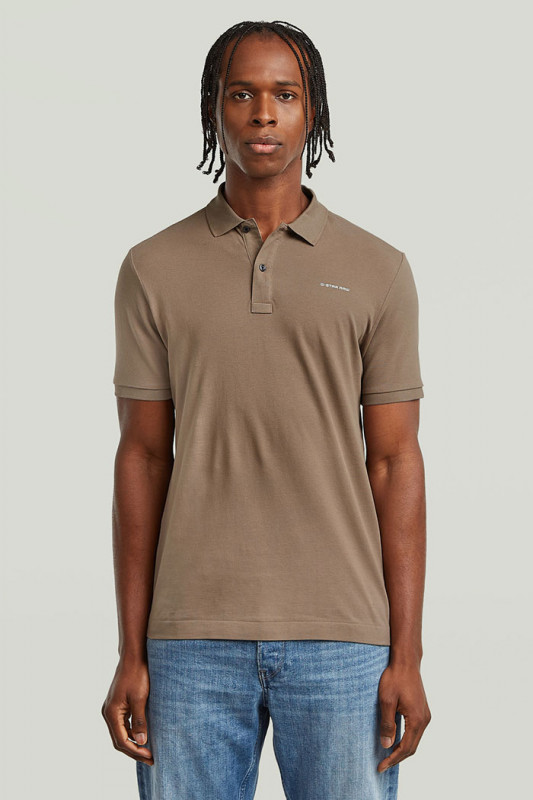 Polo Oluv slim marron homme