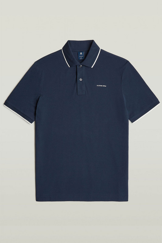 Polo chest logo striped bleu marine