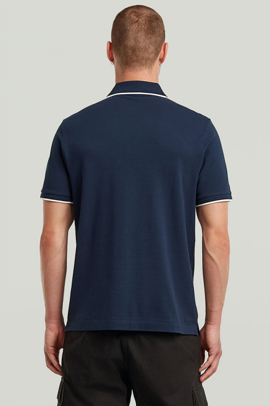 Polo chest logo striped bleu marine