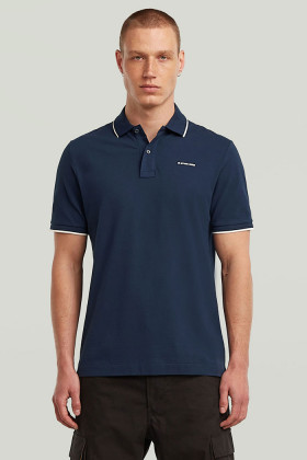 Polo chest logo striped bleu marine