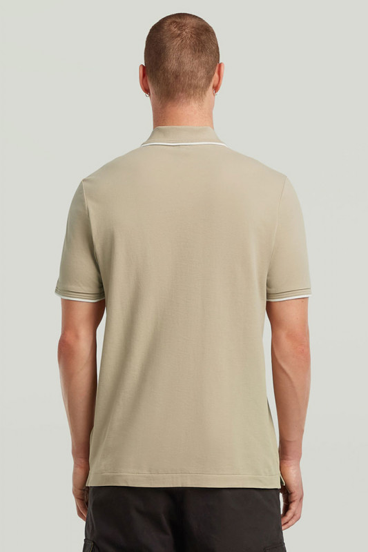 Polo chest logo striped beige