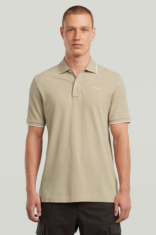 Polo chest logo striped beige