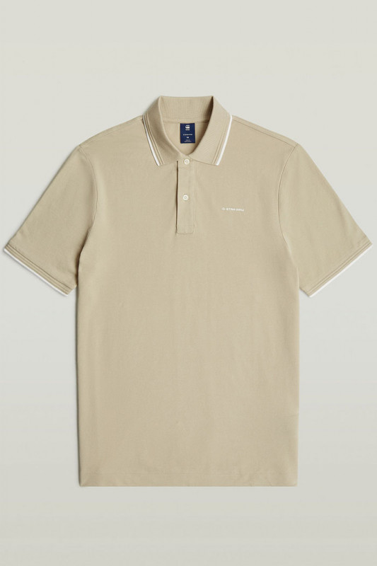 Polo chest logo striped beige