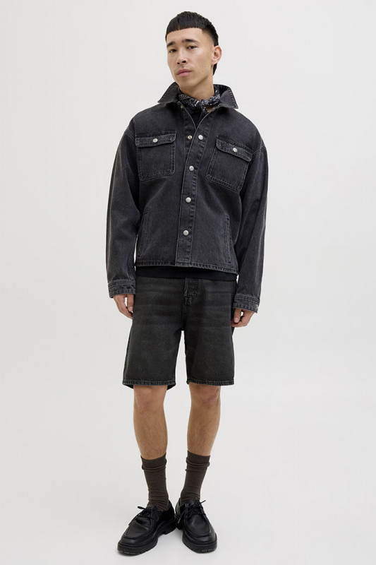 Short Original black denim homme en coton mélangé