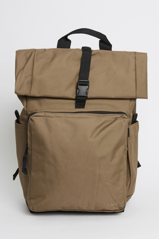 Sac à dos haute roulé L-Pack kaki polyester recyclé homme Levi's en polyester