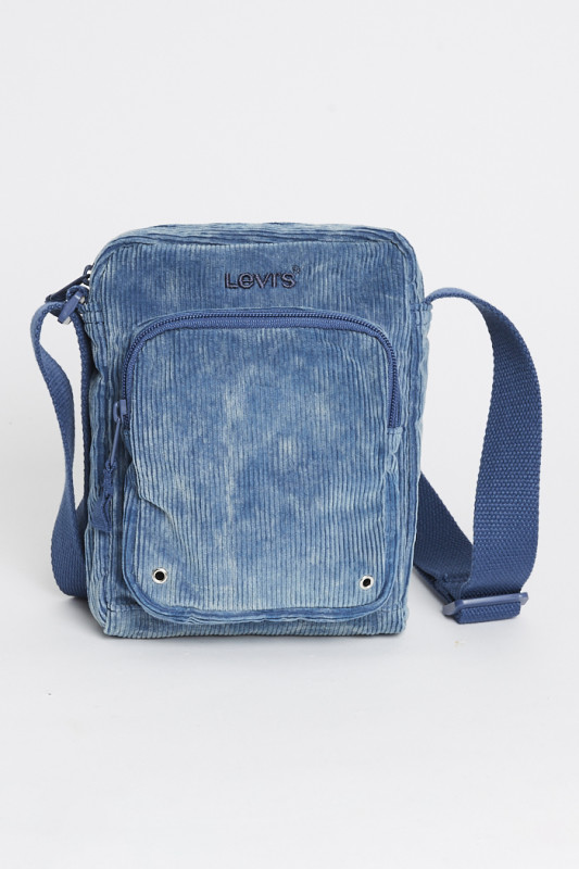 Petite pochette zippée en velours bleu homme