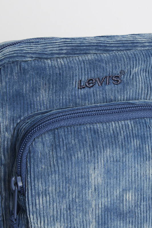 Petite pochette zippée en velours bleu Levi's