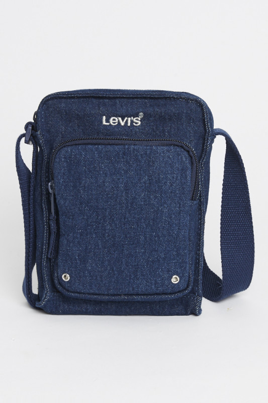 Petite pochette à bandoulière en denim dark blue hommem