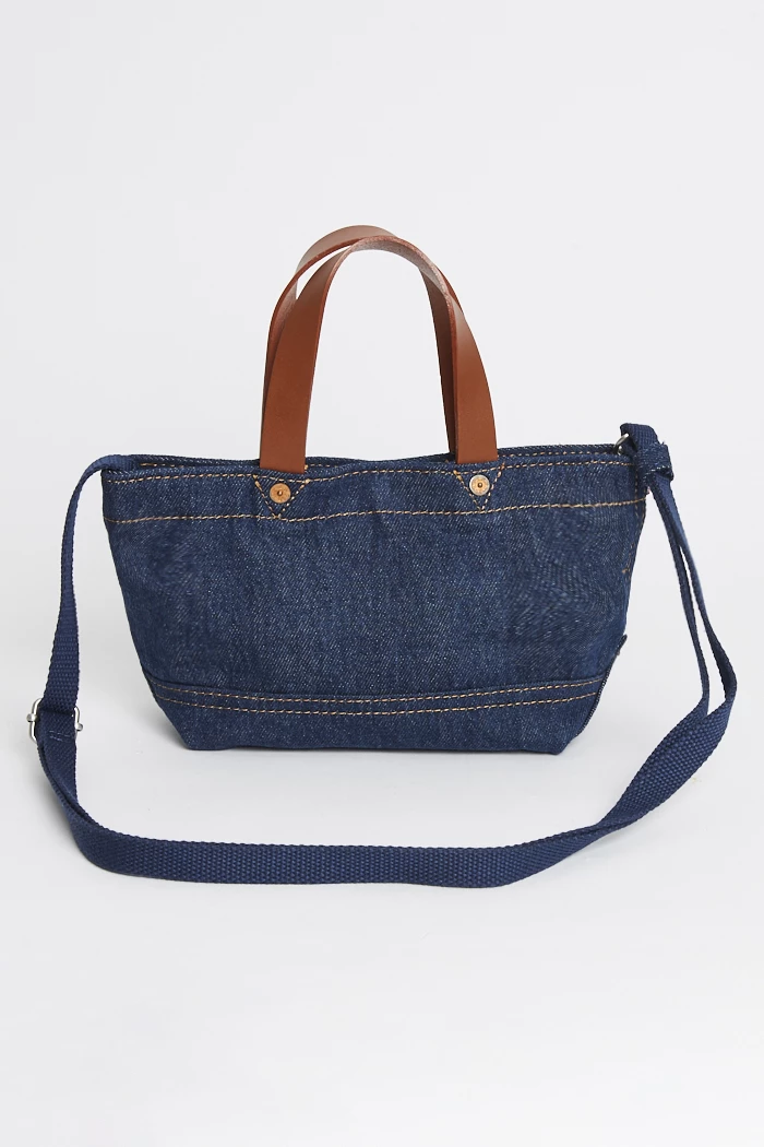 Micro tote bag en jeans dark indigo