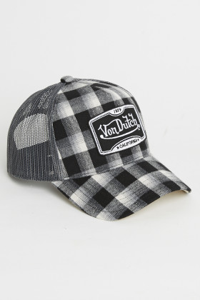casquettes baseball carreaux filet carreaux noirs et blancs homme