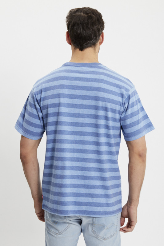 T-shirt vintage à rayures bleues