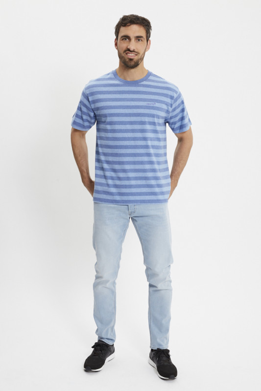 T-shirt vintage à rayures bleues homme